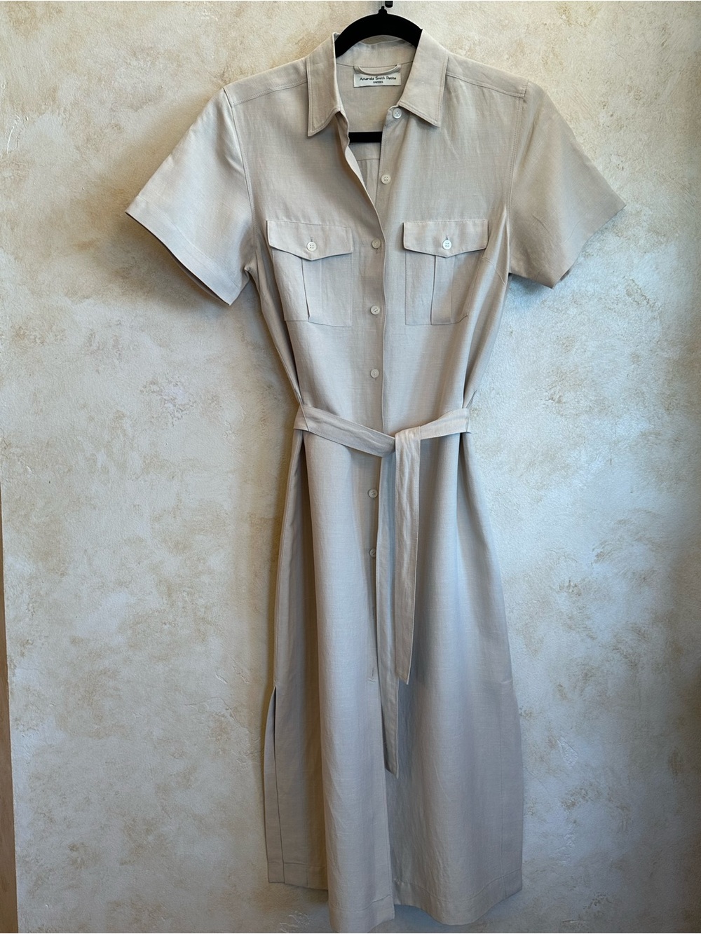Classy Amanda Smith Beige Midi Shirt Dress